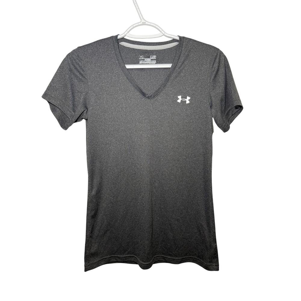 Under Armour gray v neck semi‎ fitted athletic t shirt womens small athleisure